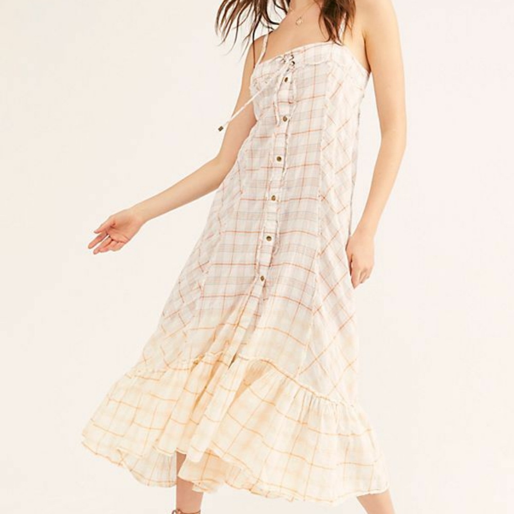 Free People Plaid Maxi Dress